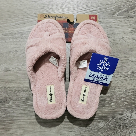 Dearfoams Pink Slippers Memory Foam Indoor/ Outdoor - Picture 1 of 5